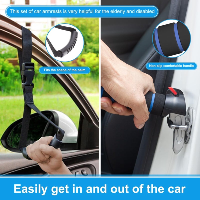 Shouken Elderly Car Handle Assist,Car Door Handle for Elderly,Support Multifunction Door Latch for Seniors and Handicapped (Blue - 2 Pack Car Handle + Strap) - Image 3